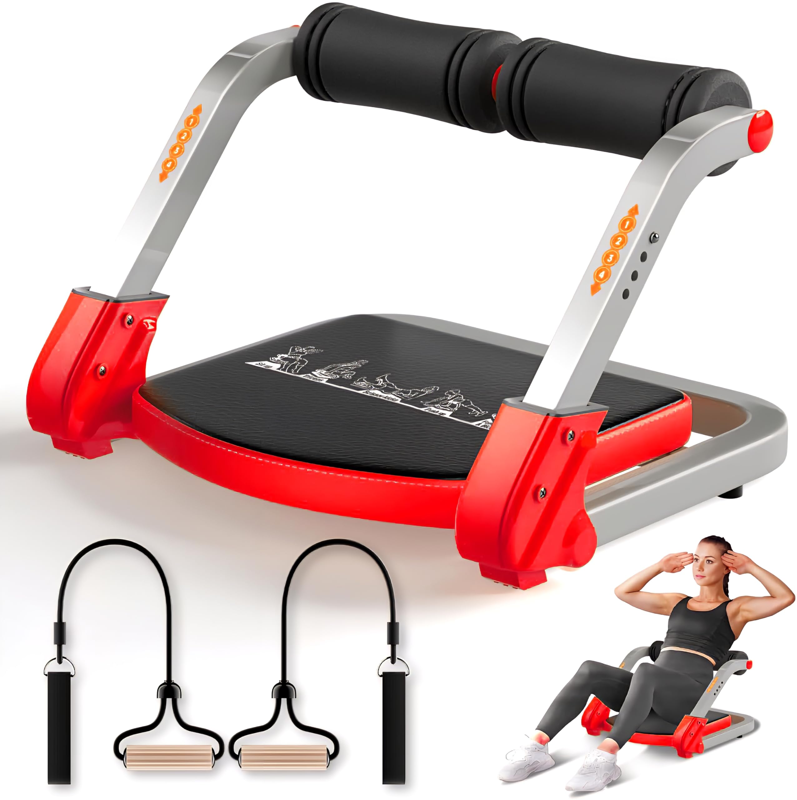 Kaunopilis Abdominal Workout Equipment, Abdominal Training/Crunch Machine, 4 Adjustable Resistances, Sit-Up Machine for Stomach Workout, 350 lbs Weight Capacity, Rebound