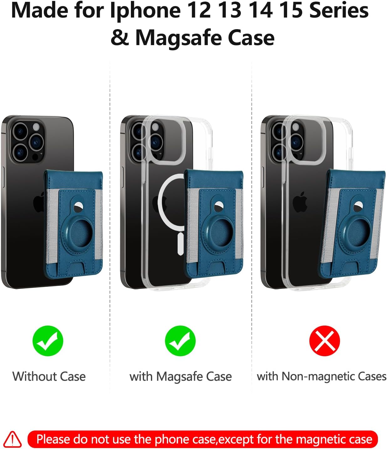 ExtreLife for Magsafe Wallet with Airtag Holder, Magnetic Wallet for iPhone 16/15/14/13/12 Series, 9-Card Holder, Open ID Window, Adjustable Stand, RFID Blocking, Blue