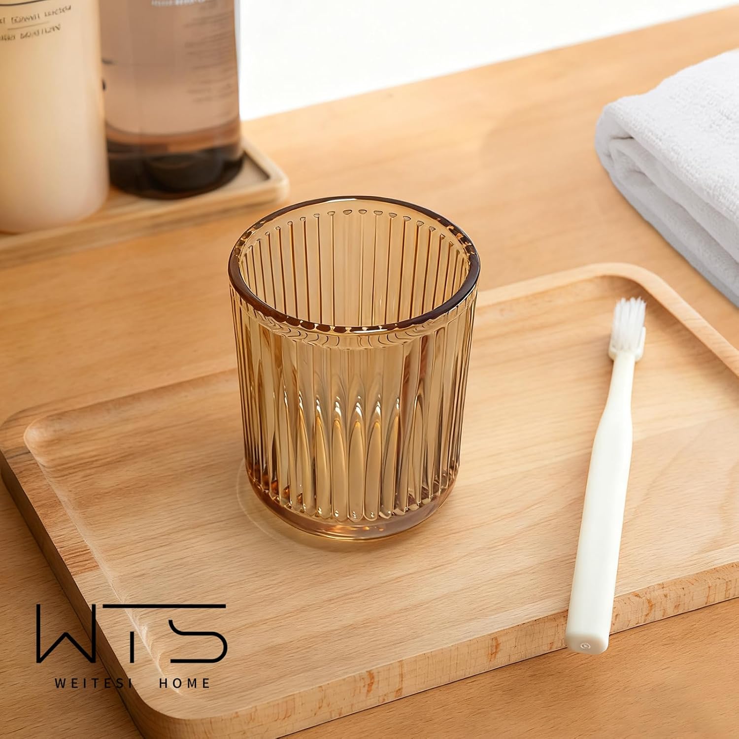 Glass Bathroom Tumbler Cup Toothbrush Holder Unbreakable Organizer Tumbler Cups for Bathroom Vanity,10oz