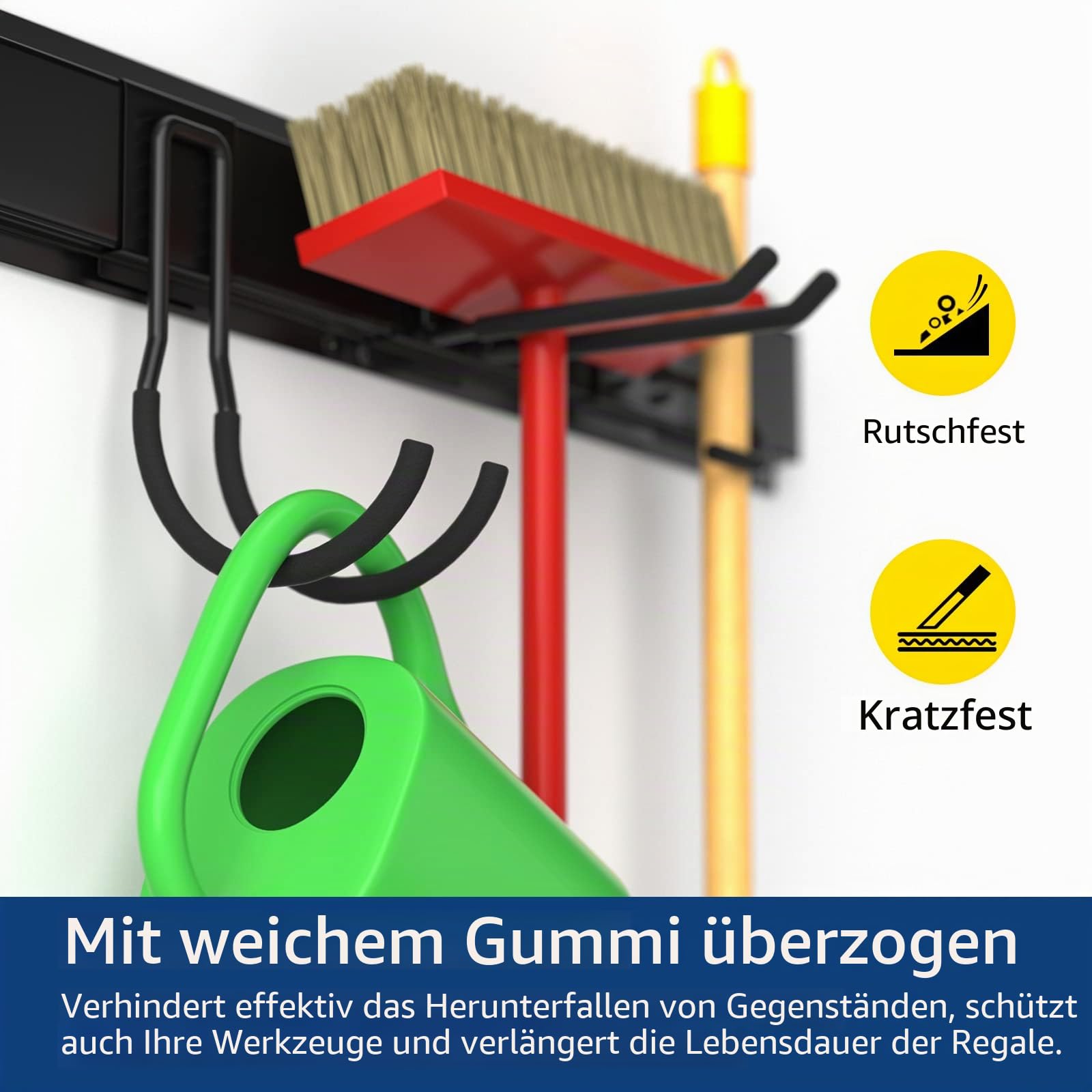 Werkzeug-Aufbewahrungsregal zur Wandmontage, 15 Stück, robuster Stahl-Hof-Garten-Werkzeug-Organizer, Garagen-Werkzeug-Organizer, Wandmontage, Aufbewahrungssystem, hält bis zu 250 kg, mit 2