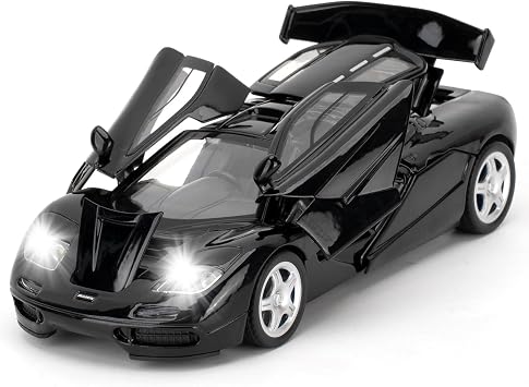 1/32 Car Model Compatible for Collectible McLaren F1 Supercar Diecast Toy Car, Zinc Alloy Pull Back Vehicles Toy with Sound and Light for Adult Boys Girls 3 4 5 6 7 8 Black