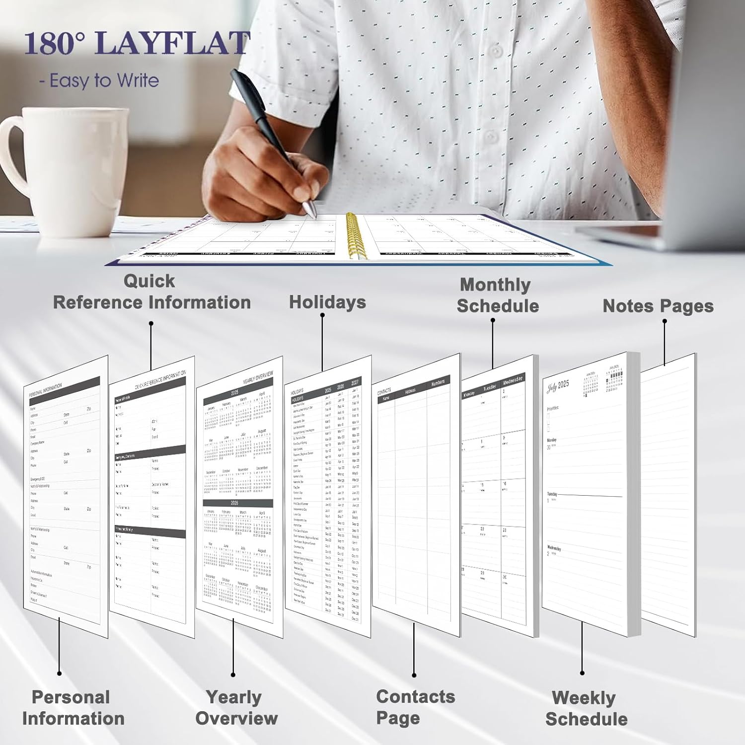 Ymumuda 2025-2026 Planner Weekly Monthly,JUL.2025 to JUN.2026, 12 Months, 8.5" X 11", 2025-2026 Large Monthly Calendar Planner with Spiral Bound, Excellent for School Office Supplies, Blue & Purple (8.5"×11")A4 N-Blue Purple image 4 of 6 B0D6VNKQFF