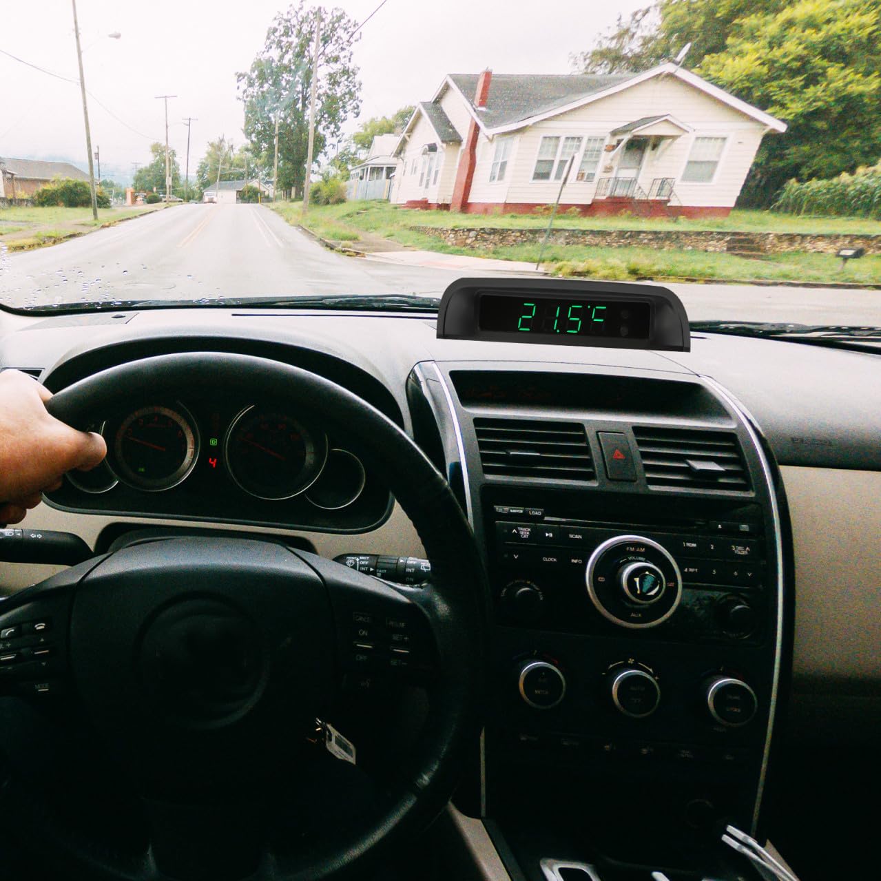 Ciieeo Reloj Termómetro para Coche Pantalla Digital, Funcionamiento Solar y Luz Nocturna, para Tablero del Automóvil,
