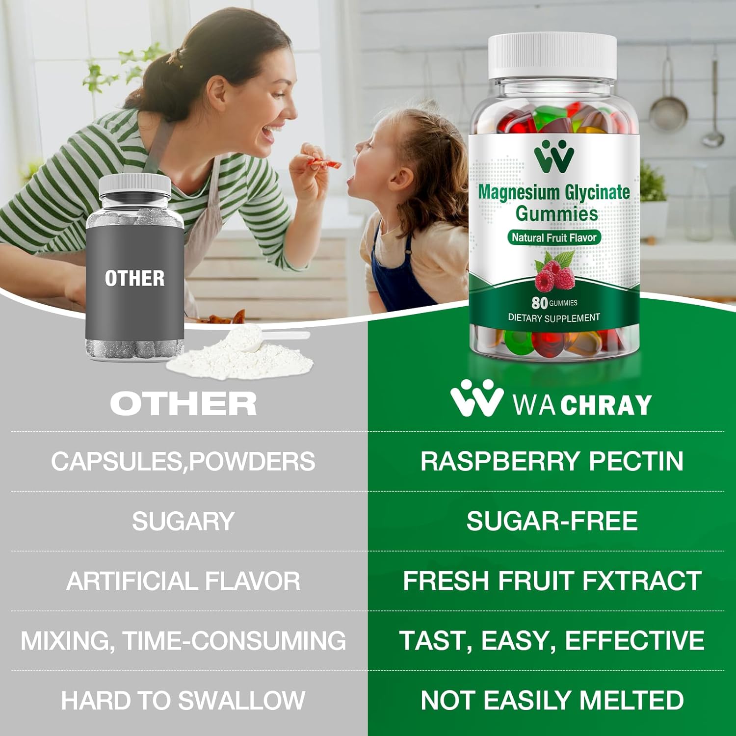 Magnesium Glycinate Gummies 400 Mg, Sugar-Free Magnesium Gummies for Kids and Adults with L-Threonate, Calcium & Vitamins B6+D3, Mixed Fruit Flavors, 160 Count - Image 7