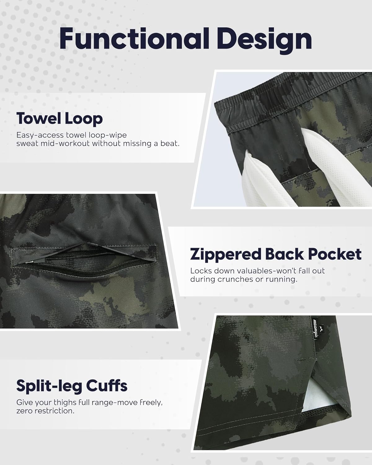 maamgic Men's 5'' Athletic Shorts 2 in 1 Running Shorts Recycled Polyester Workout Shorts