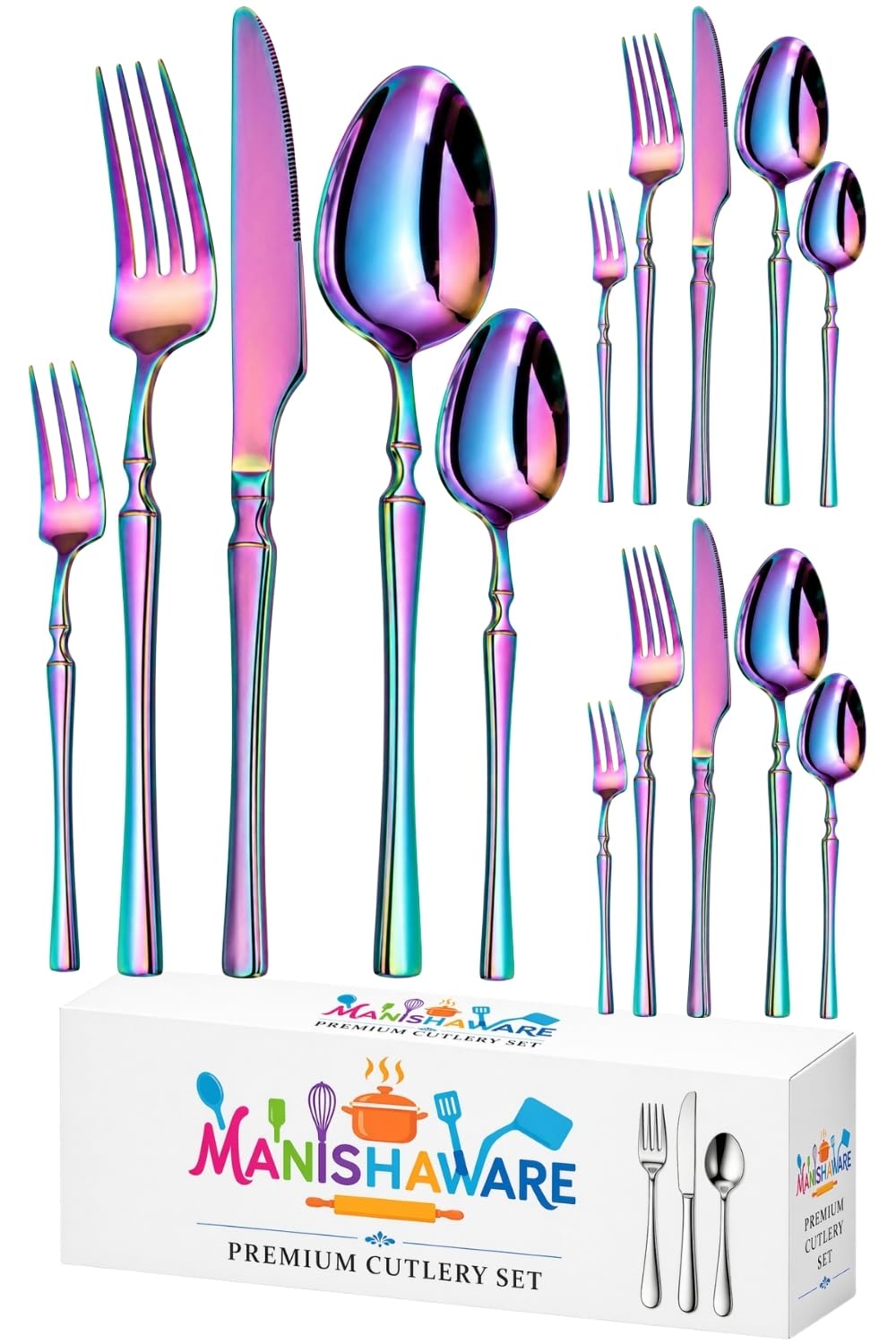 Elegant Handle Black 30 Pcs Steel Cutlery Set for Dining Table — Amazon image 22