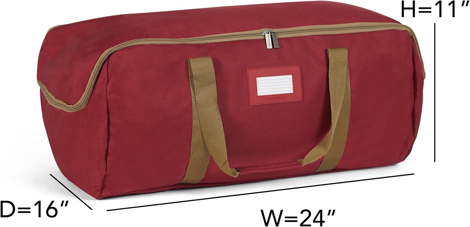 Covermates Keepsakes Storage Duffel Bag, Heavy Duty 600D Polyester, Reinforced Handles, ID Window, Dual Zipper Closure, Closet Garage Attic Organization for Bulky Items, Red