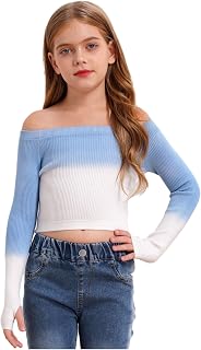 Chaqueta de ballet para niña, de manga larga, con degradado de color, para danza, gimnasia, yoga, cuello en U, jersey de baile, con agujero para el pulgar
