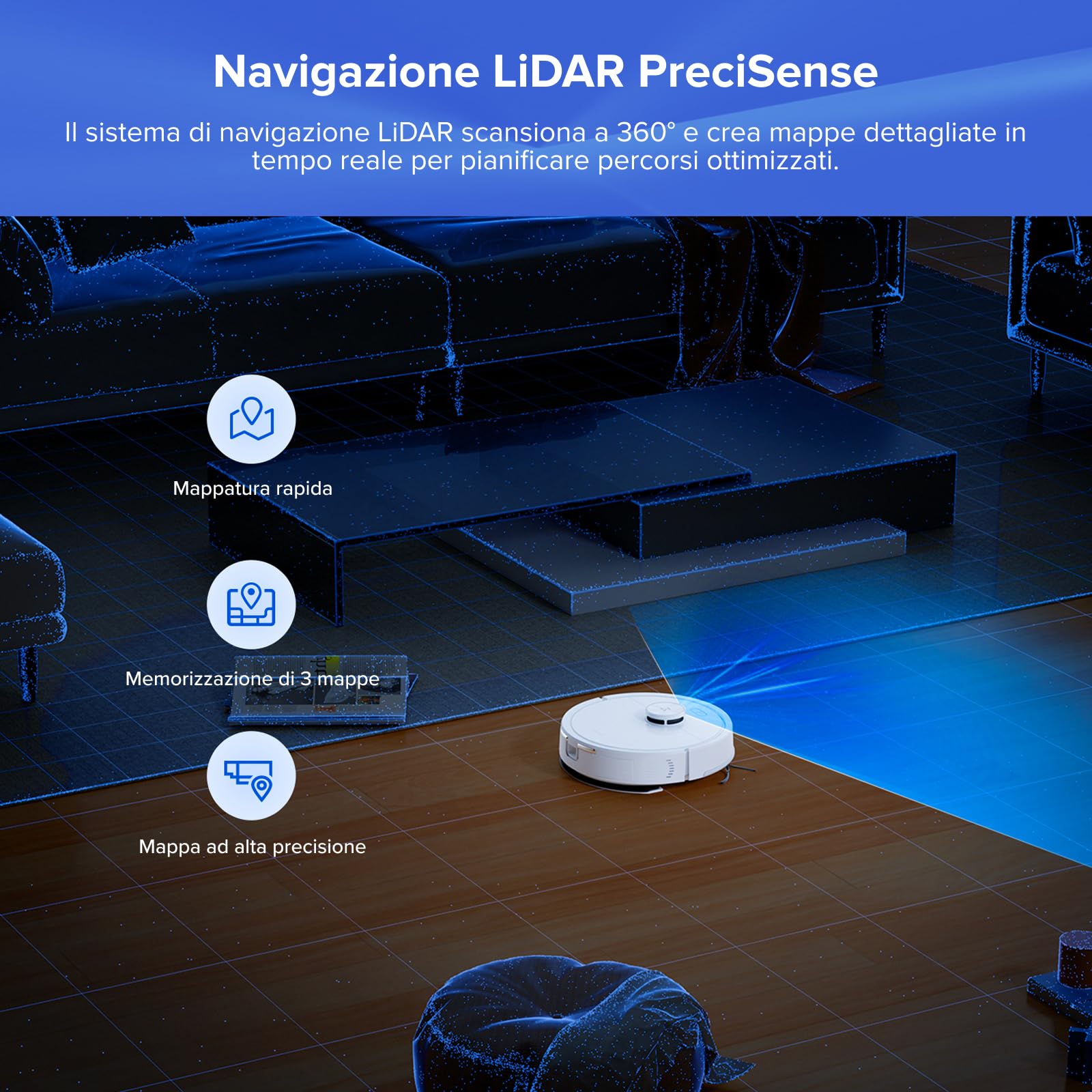 roborock Q7 L5+ Robot Aspirapolvere con Stazione Svuotamento Automatico, 8.000 Pa, Quantità d'acqua Regolabile per il Lavaggio, Doppio Anti-groviglio, Auto Boost sui Tappeti, Bianco