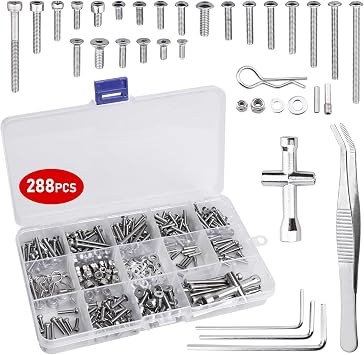 288pcs RC Screw Kit Hardware Fasteners Compatible with Traxxas Slash 1/10 2WD 4X4 RC Car