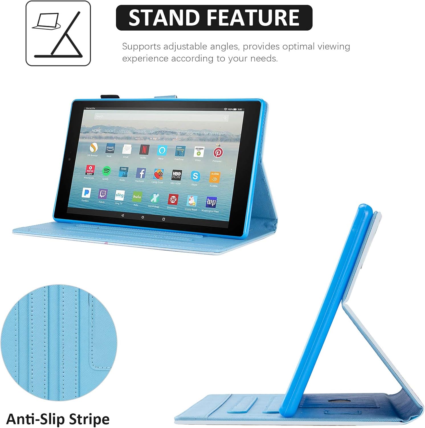 Dteck Case for All-New Fire HD 10 Tablet 10.1 Inch (9th/7th/5th Generation, 2019/2017/2015 Release) - Slim Premium PU Leather Folio Stand Magnetic Cover with Auto Wake/Sleep, Beautiful Mermaid