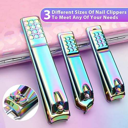 Miniatura 2 de CGBE - Set de manicura, cortauñas, kit de pedicura, 12 piezas de aseo y cuidado personal, herramientas profesionales de acero inoxidable con lujoso
