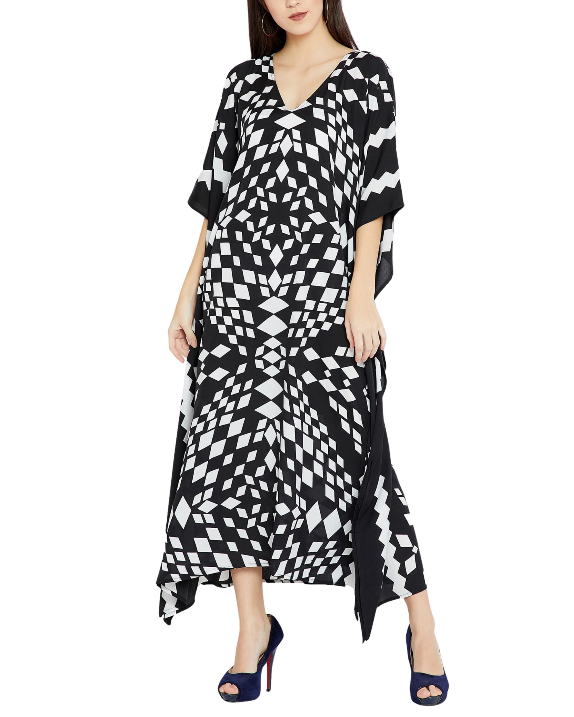 Oussum Women Kaftan Plus Size Polyester Summer Lightweight Caftan Swimsuit Cover Ups Maxi African Mumu Lounge House Dress