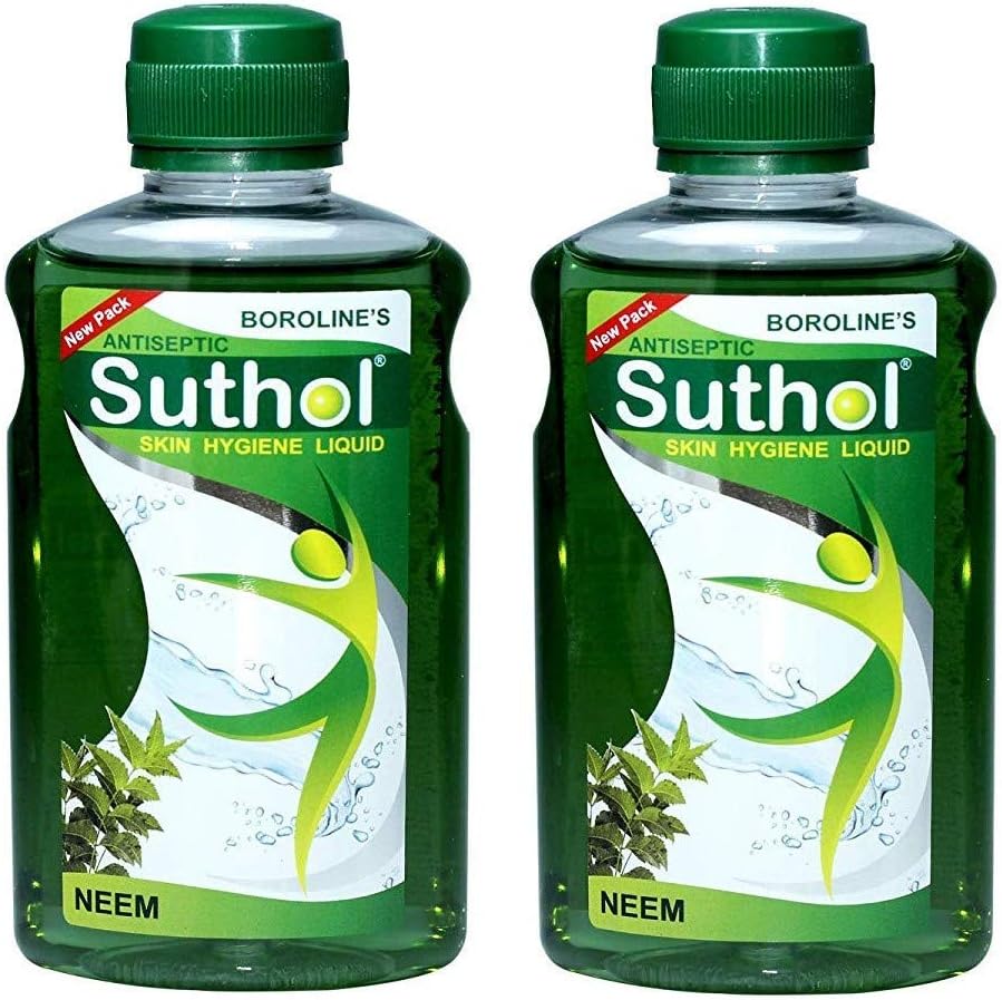 ANGIEHAIE (Pack Of 2) Boroline's Antiseptic Suthol 100ml Skin Hygiene Liquid, Neem Best New