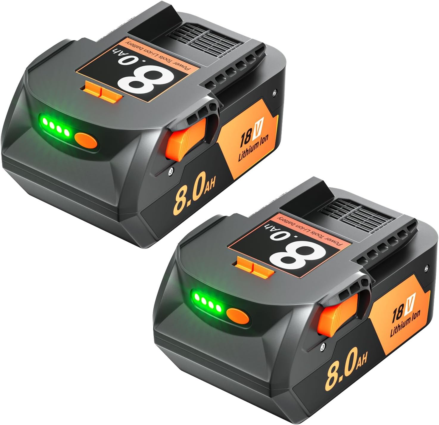 POWTREE 2Pack 8.0Ah 18V Replacement for Ridgid 18V Battery Lithium R840087 R840087 R840086 R840085 R840083 R840089 AC840085 AC840086 AC840087P AC840089 Compatible with 18 Volt Drill Tools & Charger