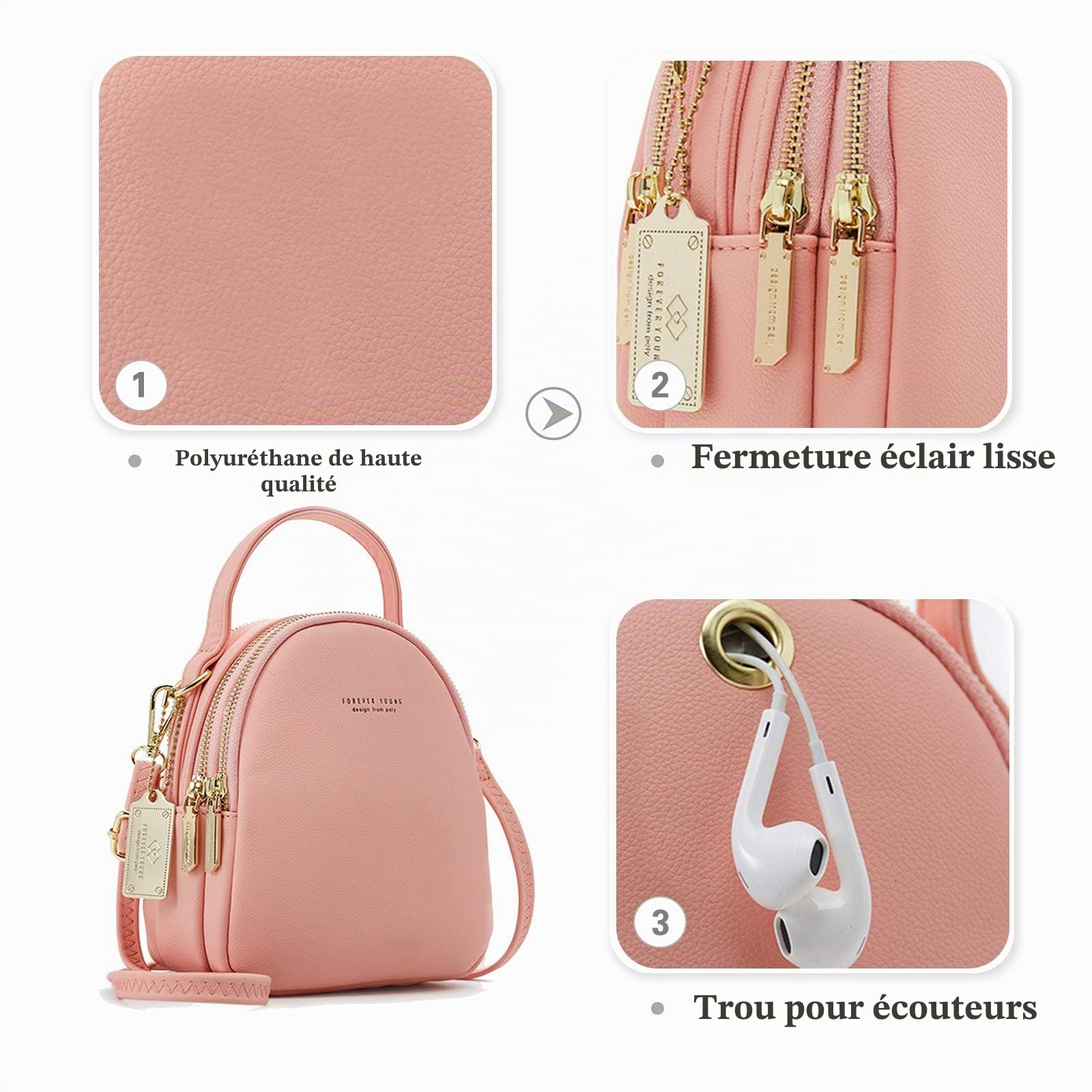Mini Sac à Dos Femme Mode Sac à Main Fille Étanche Sacs à Bandoulière avec Trou D'écouteur Cuir Daypack Voyage Datation Petit Sac à Dos Vert