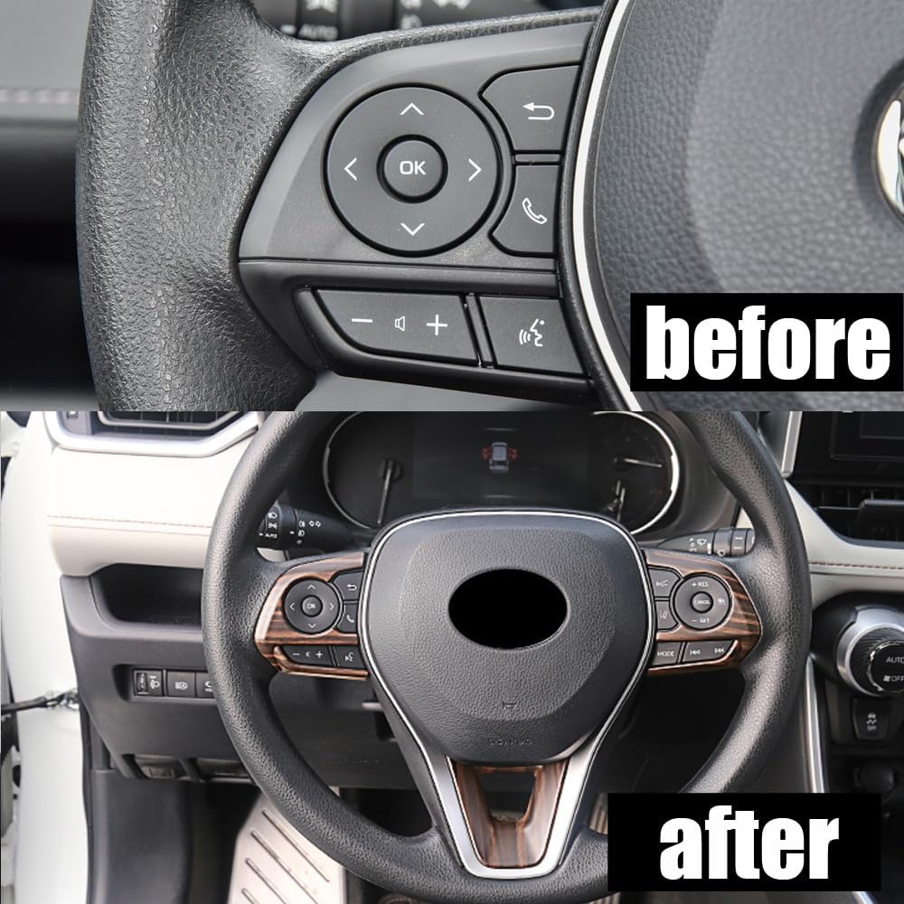 ERIDANUS Auto Accessories Fit for RAV4 2024 2023 2022 2021 2020 2019 Corolla 2023 2022 2021 2020 2019 Buttons Sequins Cover Trim (Peach Wood Style) ABS 3 PCS