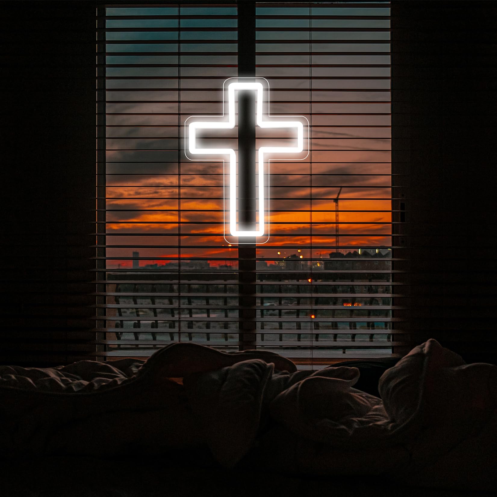Insegna al neon con croce di Gesù, luce a LED per decorazione artistica da parete, camera da letto, decorazione cristiana, stanza dei bambini (rosso