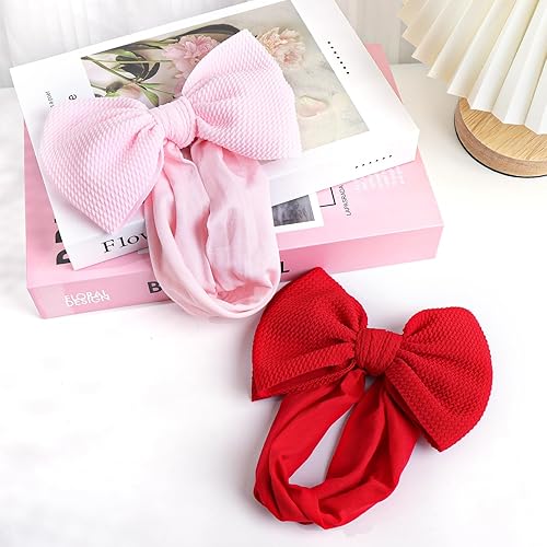 Miniatura 6 de YanJie Diademas de San Valentín de 6 pulgadas para bebé, lazo de pelo rojo, rosa, de nailon elástico, de San Valentín, para bebés, niñas, recién