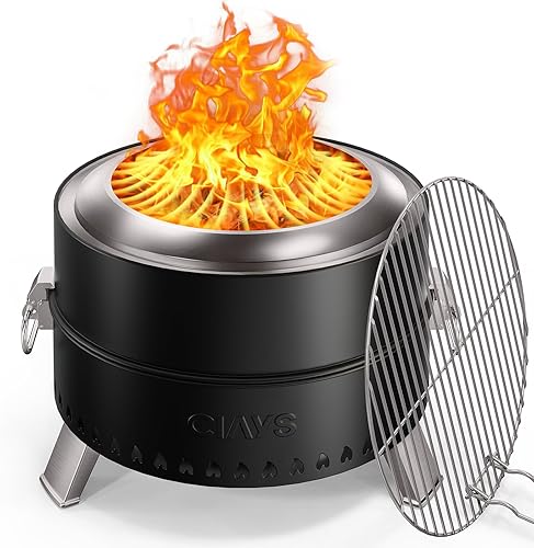Miniatura 8 de CIAYS Fogata sin humo, hoguera de 19 pulgadas para acampar con tecnología patentada, hoguera portátil para exteriores con parrilla de acero, póker