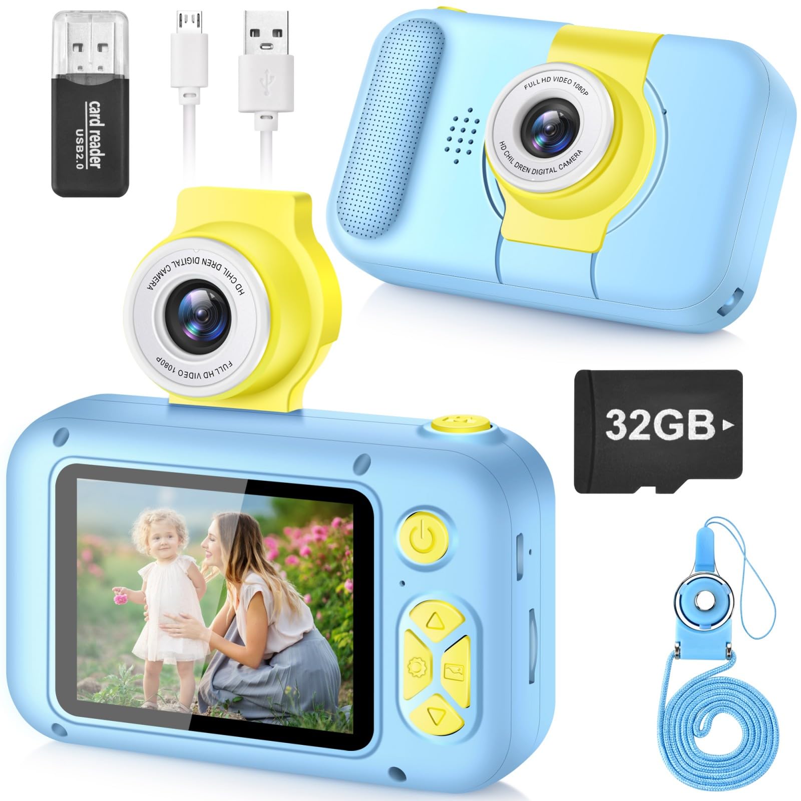 Kids Camera, ARNSSIEN Camera for Kids, 2.4" IPS Screen Digital Camera, 180° Flip Lens Student Camera, Kids Selfie Camera with Playback Game, 4 5 6 7 8 9 10 11 Years Old Christmas Birthday Gift for