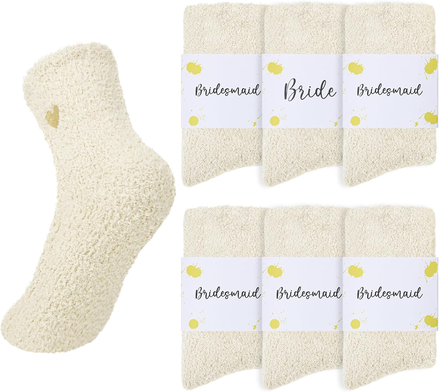 6 Pairs Fuzzy Socks Bridesmaid Proposal Gifts Set Cozy Soft Slipper Socks Wedding Party Favors for Women