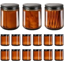 GIVAMEIHF 8oz Amber Glass Jars with Lids 15 Pack - Empty Candle Jars for making candles,Cosmetic Jar,Amber Cntainers with Lids for Lotions,Creams,Spices