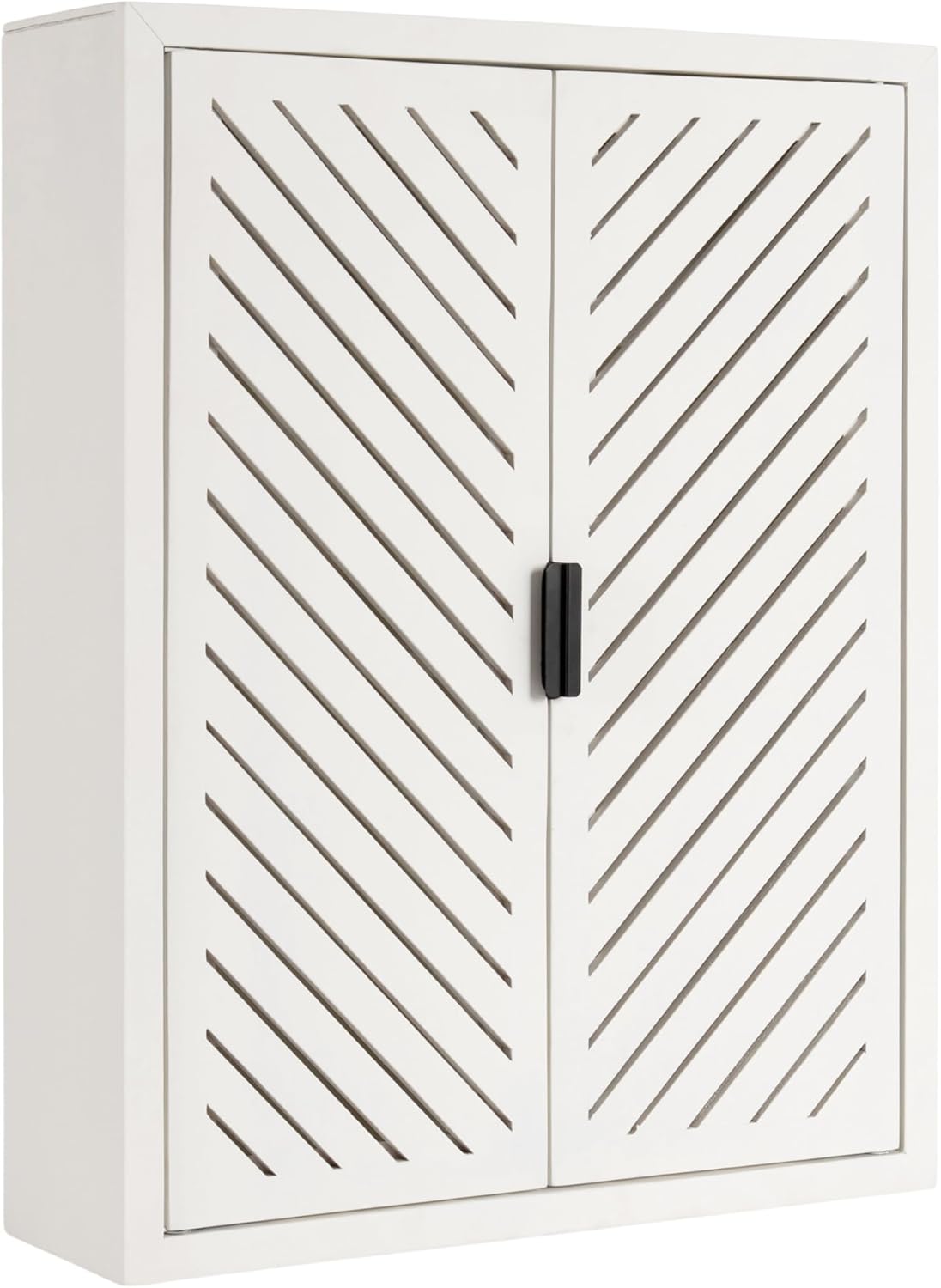 Kate and Laurel Mezzeta Decorative Coastal Two-Door Floating Bathroom Cabinet; 22 x 7 x 28; White; Decorative Over Toilet Storage Cabinet for Use as Bath Storage or Living Room Decor