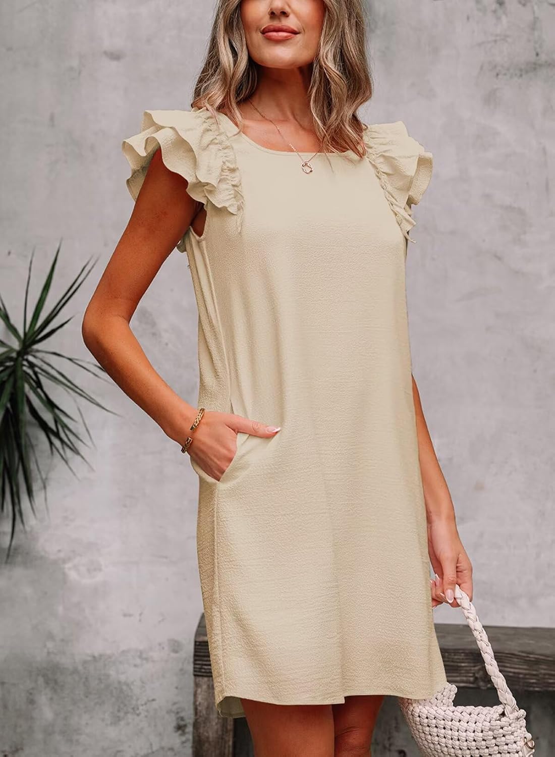 Womens Summer Dresses Bow Tie Back Sundresses for Women Ruffle Short Sleeve Dress Casual Cute Sundress with Pockets - Image 6