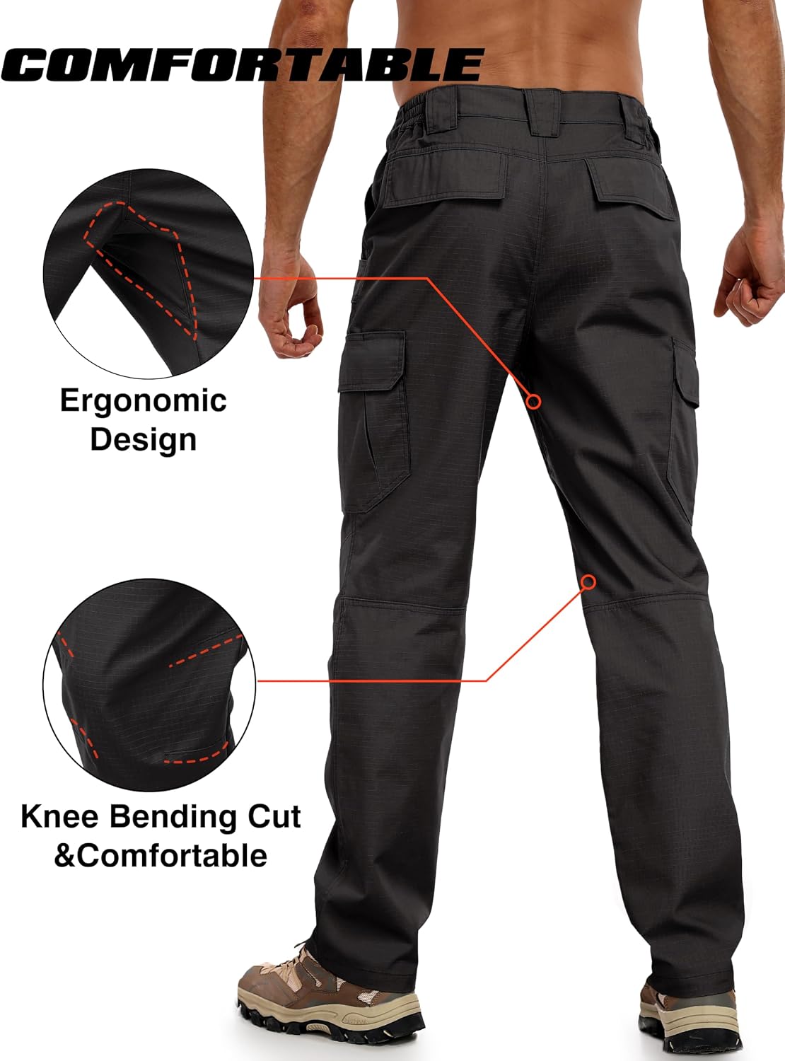 Lzzidou Men's Tactical Cargo Pants Ripstop Lightweight Work Pants Water Resistant Outdoor Hiking Pants with Multi Pockets