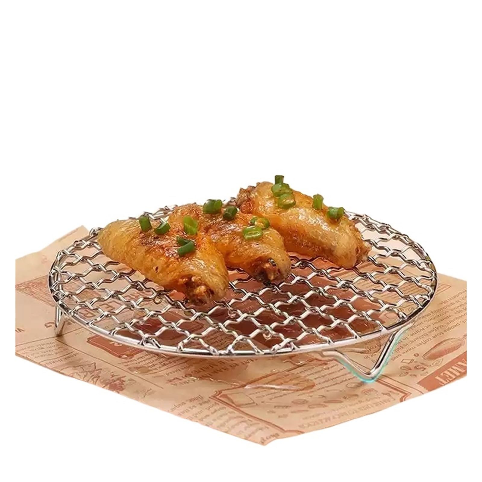 Rejilla redonda para freidora de aire, apilable de acero inoxidable | Con patas, anticorrosión, para horno olla a presión freidora de aire(24.5cm)