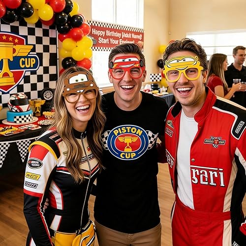 Miniatura 3 de We1Fit 12 lentes de papel de coche de carreras, suministros de fiesta de coches de carreras, decoraciones de fiesta de cumpleaños, regalos de cabina