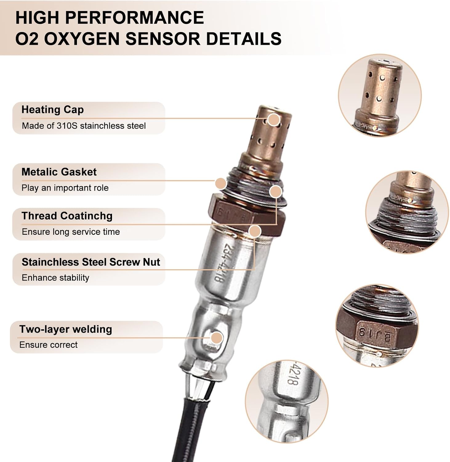 Oxygen O2 Sensor Downstream Fits for Honda Fit 1.5L L4 2009 2010 2011 2012 2013 2014, Insigh 2010 2011 1.3L L4, Replace 234-4218, 2344218, 234-4219, 2344219, 36532-RB1-004