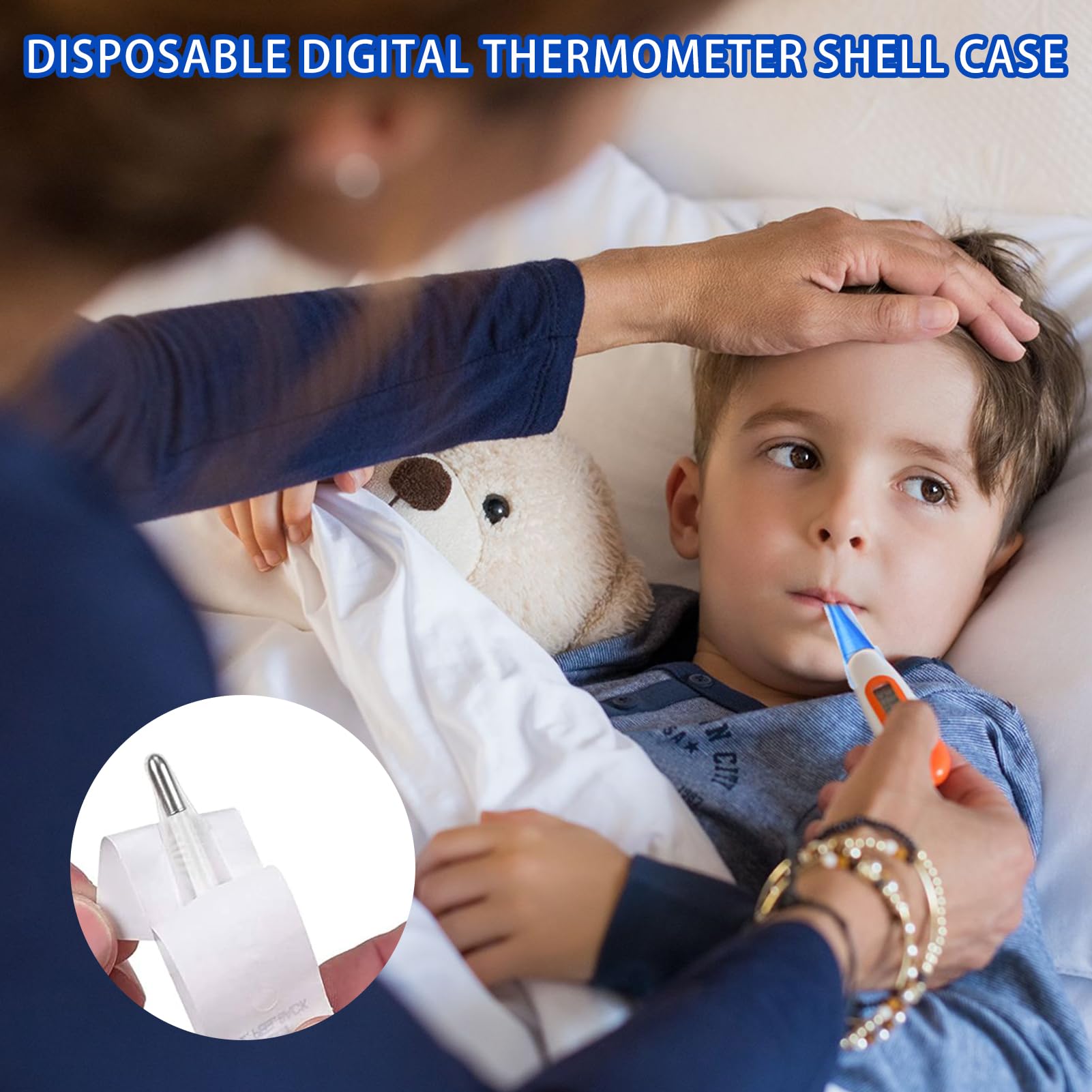 pcsfoe 100 custodie igieniche per termometri da 97 x 26 mm, universali per termometri usa e getta, coperture elettroniche per termometri orali e rettali, termometri digitali