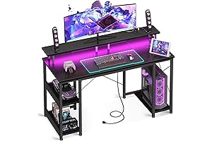 ODK Computer Desk Gaming Desk with Monitor Stand & Storage Shelves