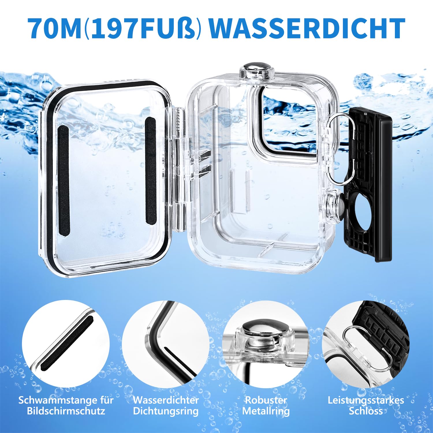 Zubehör Set Kit Bundle für GoPro Hero 13 Black, oGoDeal Wasserdicht Schutzhülle Wasserdicht Gehäuse Schnorcheln Zubehör Fahrradhalterung Selfie-Stange Kopfgurt für GoPro Hero 13