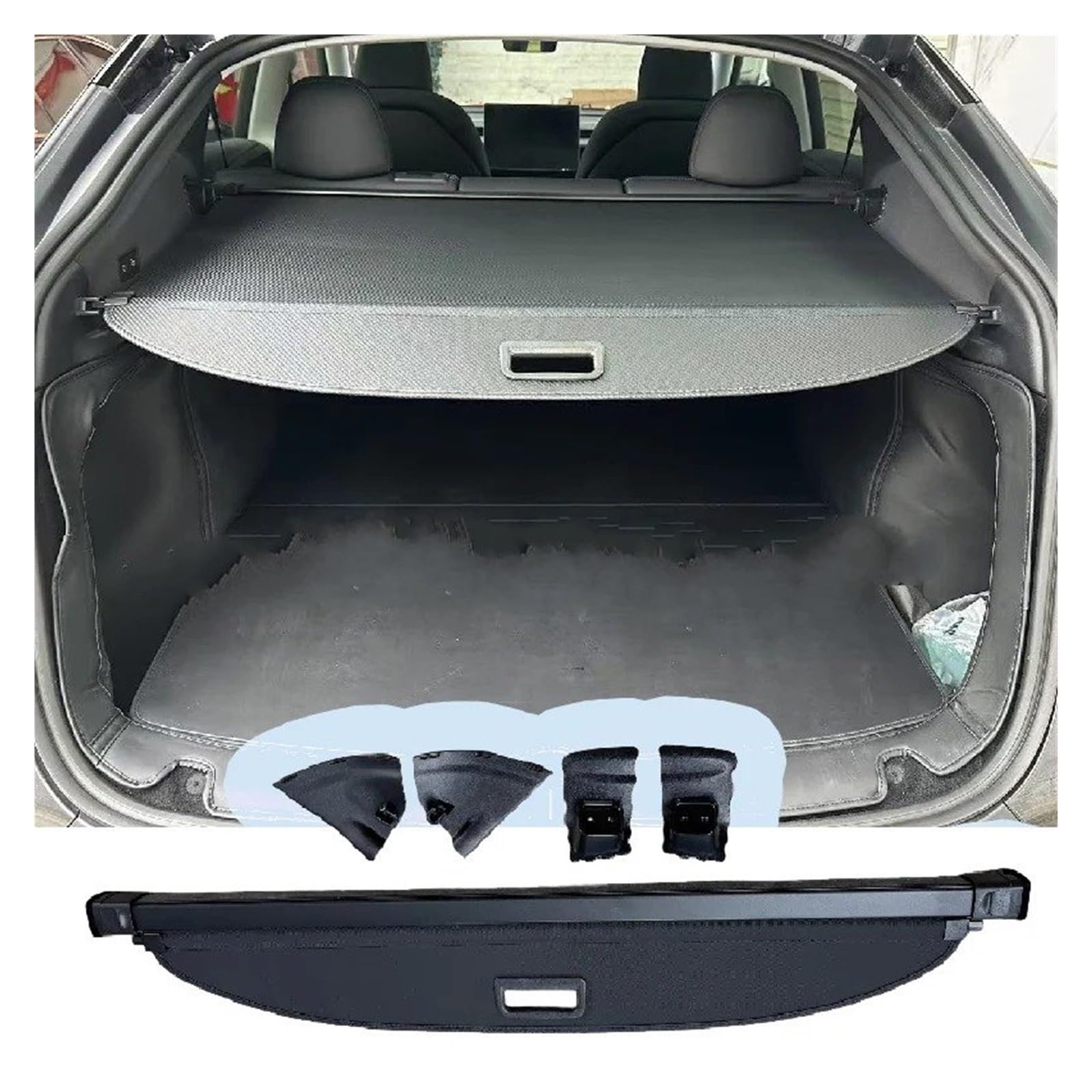 Tesla Model Y Juniper 2025 Kofferraumabdeckung Rollo Einziehbare Trennwand Cargo Cover