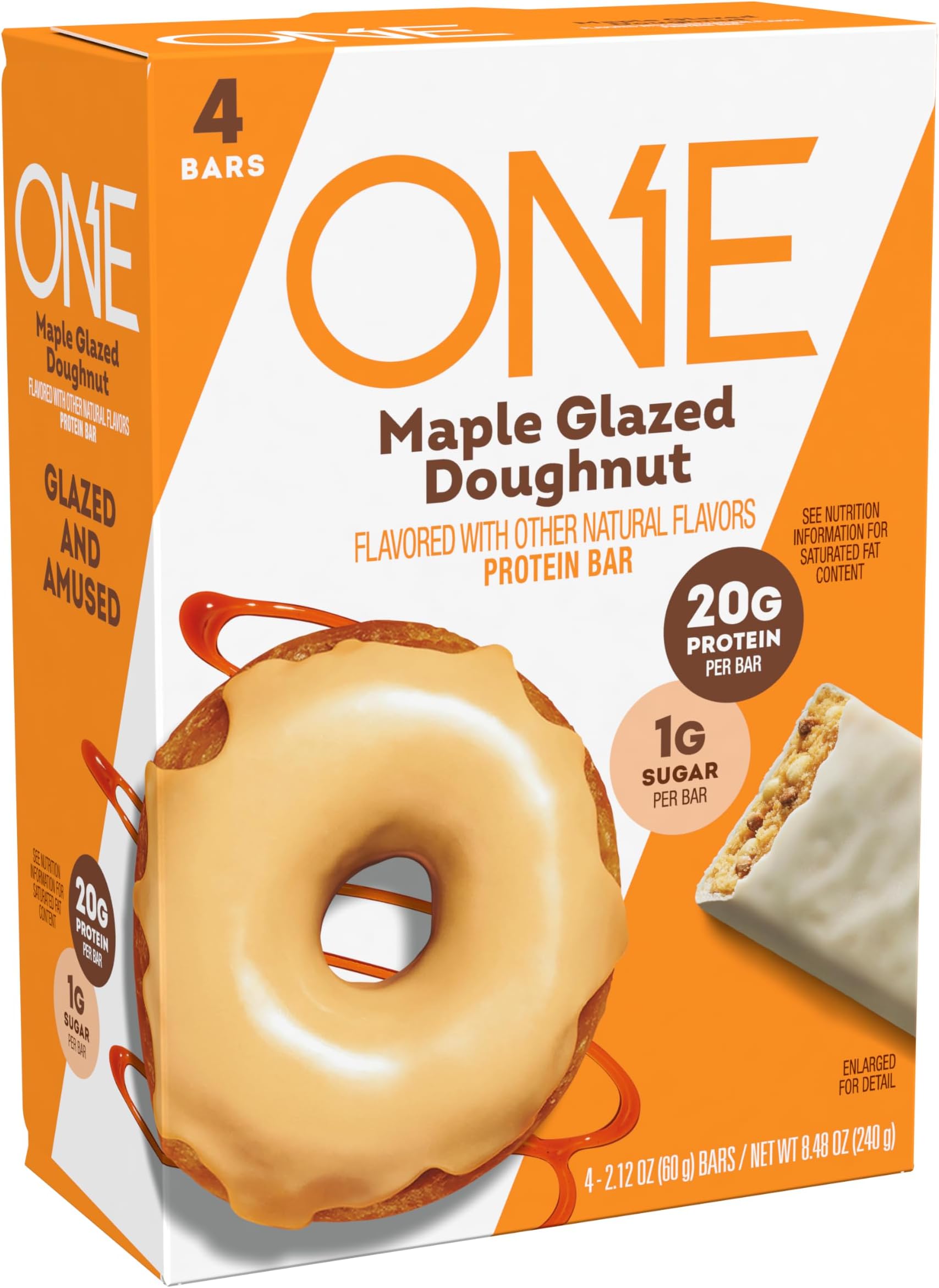 One Protein Bars Maple Glazed Doughnut, 2.12 Oz, 4 Ct
