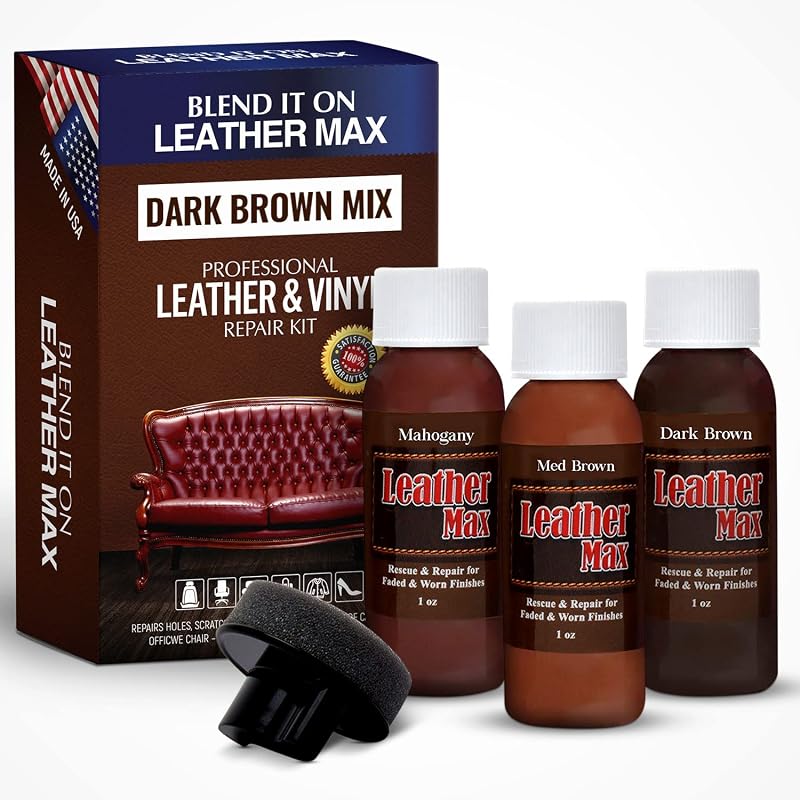 Kit de Reparo para Couro e Vinil Marrom-Escuro Blend It On com 3 Tons