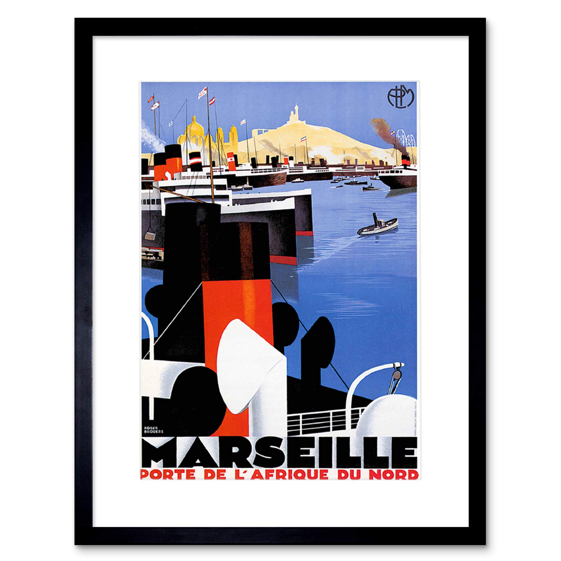 Wee Blue Coo Travel Marseilles France Mediterranean Ad Picture Framed Wall Art Print