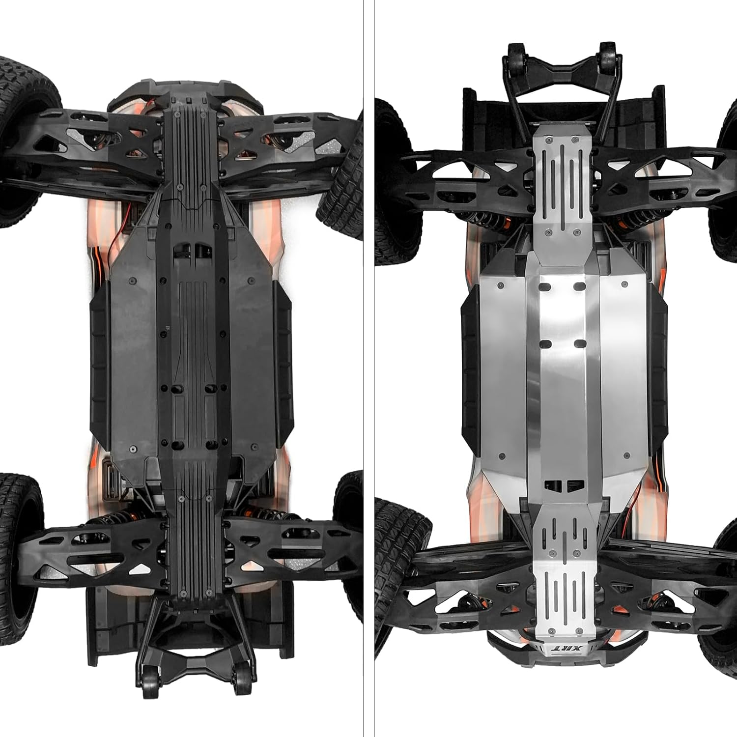 RCLIONS Stainless Steel Front Rear Center Skid Plate Chassis Protector Guard Armor for 1/6th XRT 8S RC Crawler Car Upgrades