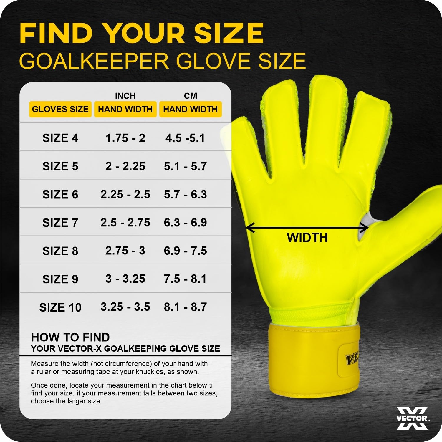 Vector X Quantum Goalkeeper Gloves, Soccer Gloves, Goalie Gloves, Breathable Football Gloves| 4mm Latex Material to Give Protection| for Kids Youth & Adult (Yellow, Size: 9) 1