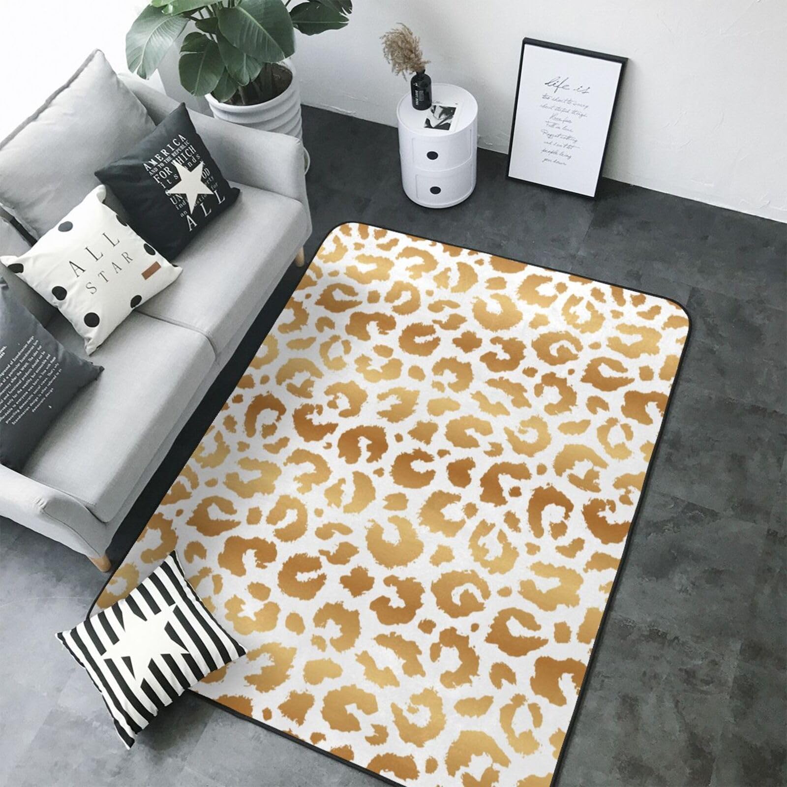 Tapis léopard doré doux pour sublimer votre chambre et votre salon