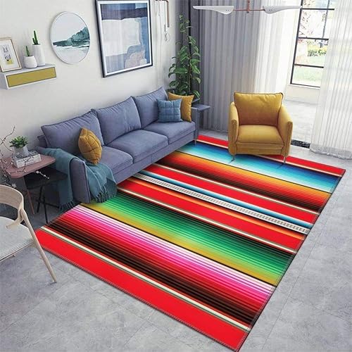 Alfombra mexicana con patrón de rayas serape con detalle de vector con fondo con alfombras de área, alfombra antideslizante para puerta, alfombra