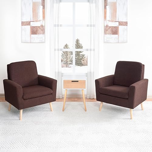 Miniatura 112 de Naomi Home Frida Silla moderna de mediados de siglo, sillas decorativas con marco de madera duradera para sala de estar, silla de lectura con