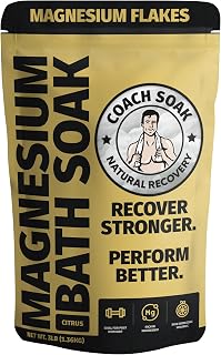 Coach Soak Recovery Bath Soak - Alternative to Epsom Salt Bath Soak - Fast-Absorbing Pure Magnesium Flakes & Dead Sea Salt with 21 Minerals, Bath Salts & Essential Oils - 3 lb, Energizing Citrus