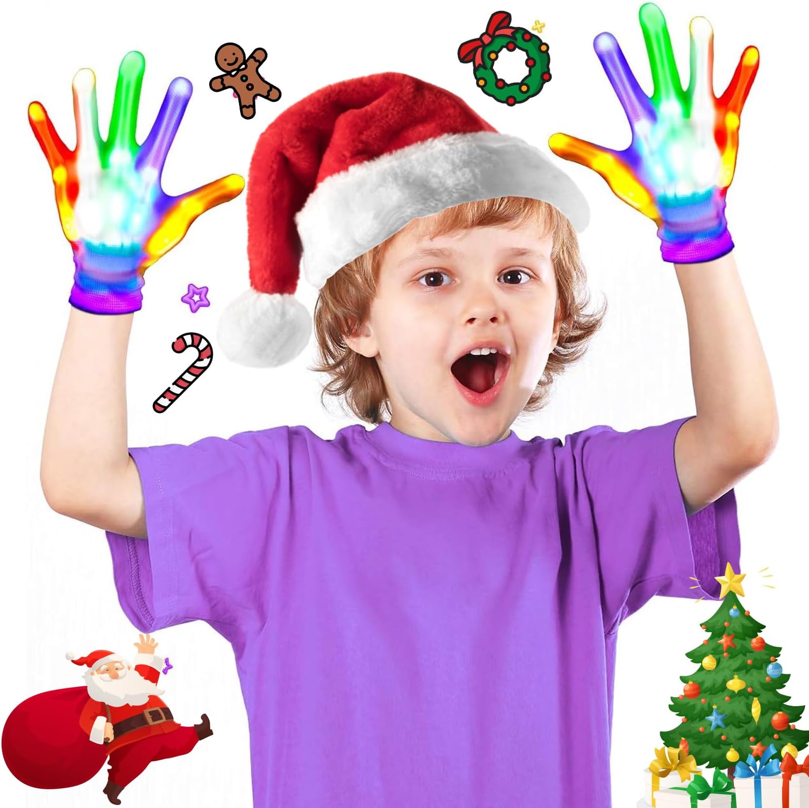 Party Favors for Kids 8-12 Toys for 10 11 12 Years Old Girls Boys LED Gloves Glowing Party Supplies Rainbow Cool Toys Birthday Gifts for Kids 10-12