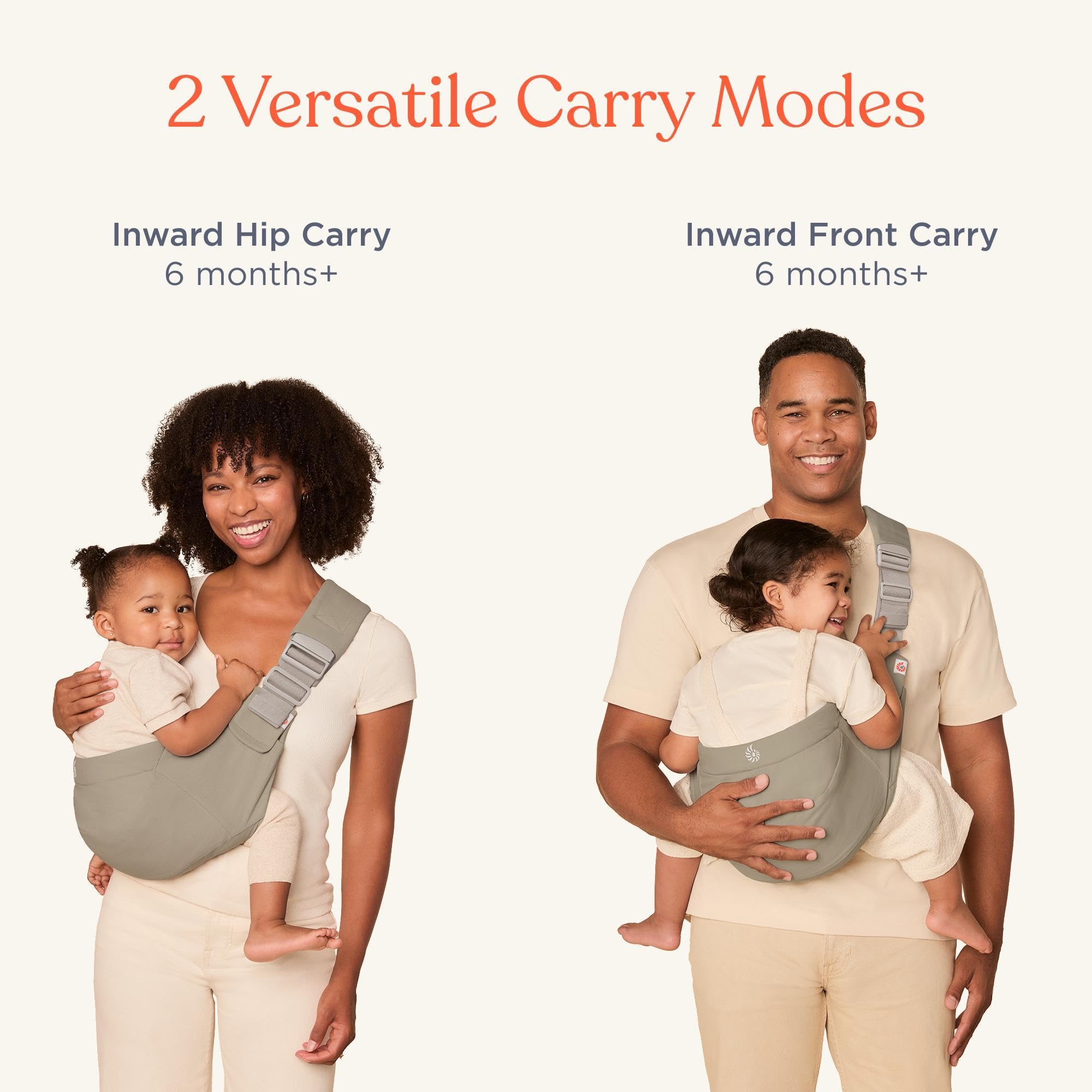 Mochila portabebés Ergobaby Upsie Sling, mochila ergonómica para bebés y niños pequeños a partir de 6 meses (7,7-20,4 kg), cambio espontáneo entre caminar y ser llevado en brazos, Soft Olive — view 7