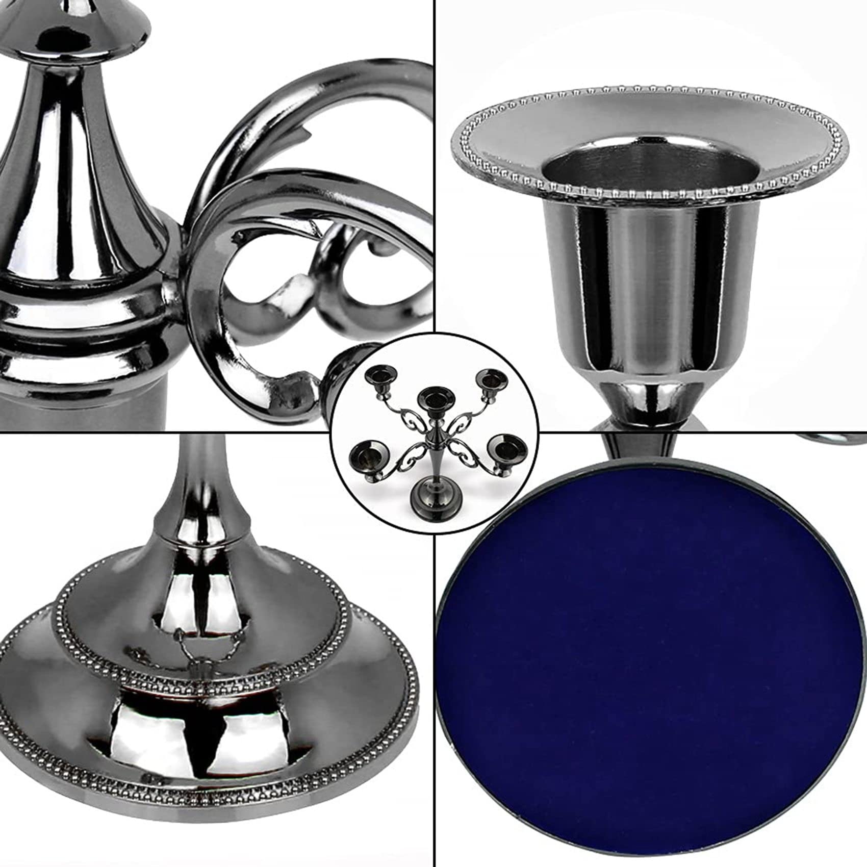 Candelabro de Metal Negro con candelabro de 5 Brazos, candelabros góticos para decoración del hogar, Boda, Navidad, Fiesta en la Iglesia (Negro)