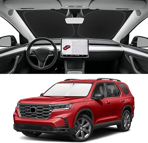 Miniatura 104 de Parasol de parabrisas de ajuste personalizado para Nissan Titan 2017-2024, bloquea los rayos UV y el calor, parasol de ventana delantera, fácil